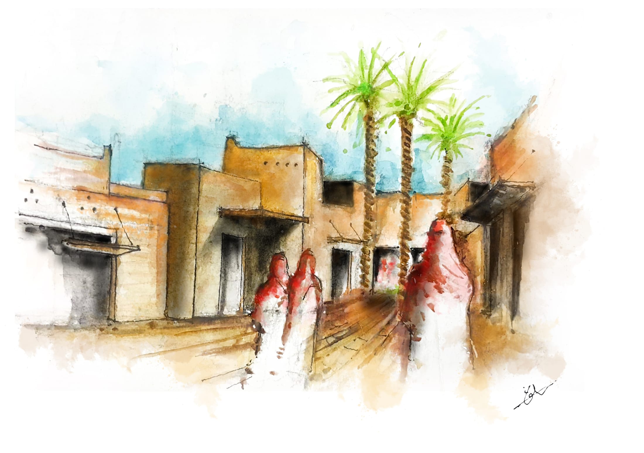 Hand-drawn study of architectural details